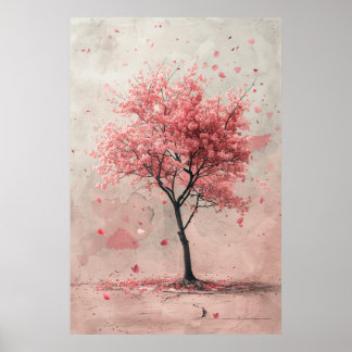 Poster Sakura dans le vent – Peinture de fleurs de cerisi