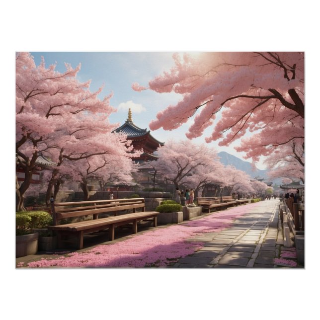 Poster Sakura Trees au Japon (Devant)