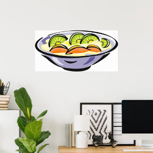 Poster Salade de fruits frais Bowl avec Kiwi et orange