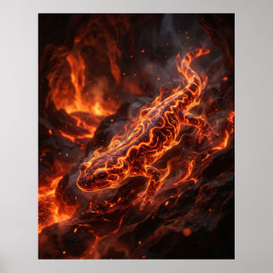 Poster Salamandre de feu Caverne de lave