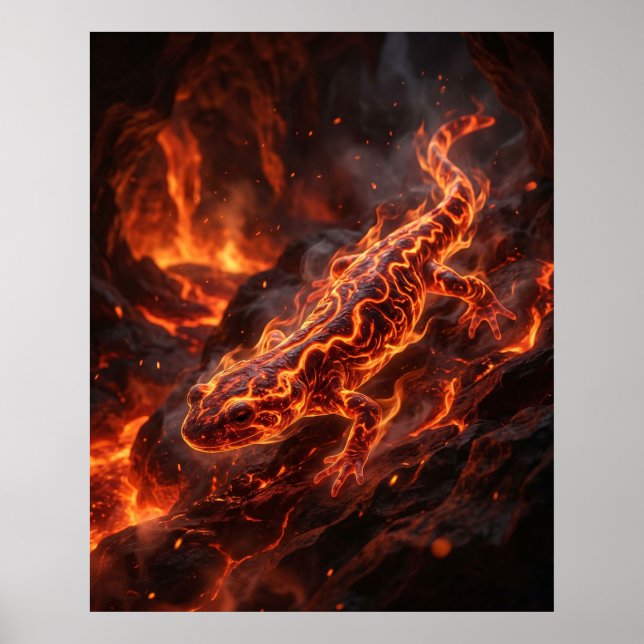 Poster Salamandre de feu Caverne de lave (Devant)