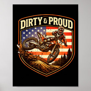 Poster Sale motard de moto cross américain sale et fier