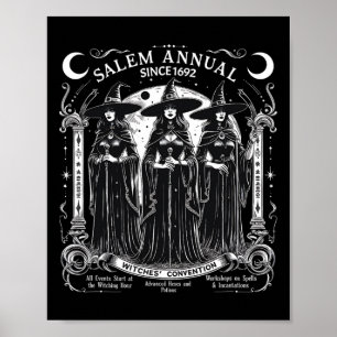 Poster Salem Annual 1692 Witches Convention Filles Vintag