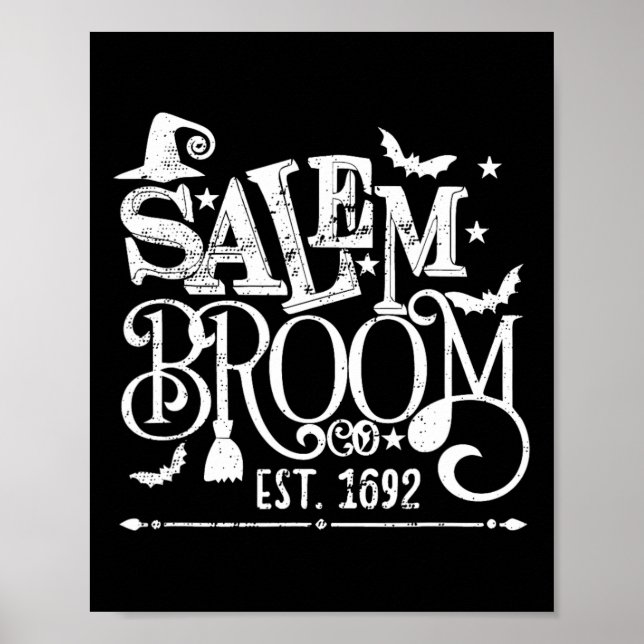 Poster Salem Broom Co Est 1692 Funny Halloween Witch Sayi (Devant)