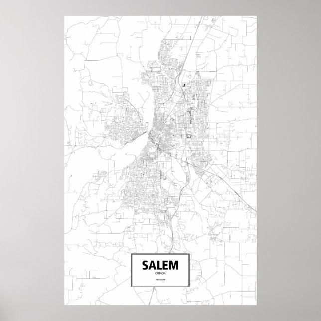 Poster Salem, Oregon (noir sur blanc) (Devant)