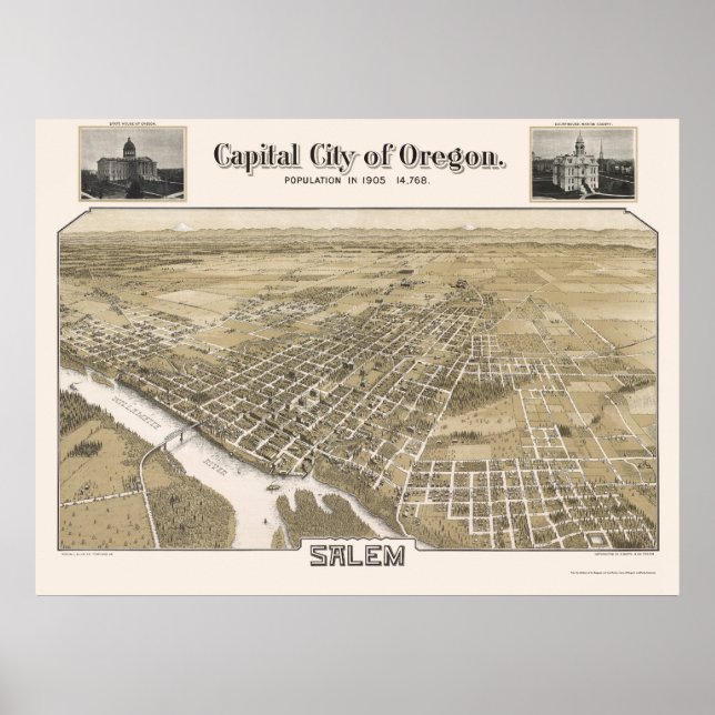 Poster Salem, OU Carte panoramique - 1905 (Devant)