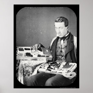 Poster Salesman Displaying his Wares Daguerreotype 1852