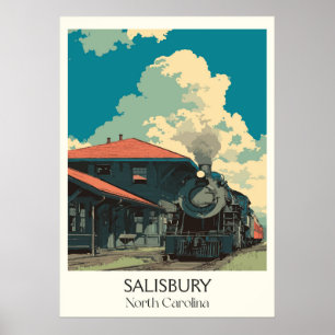 Poster Salisbury NC Vintage Historic Station Art