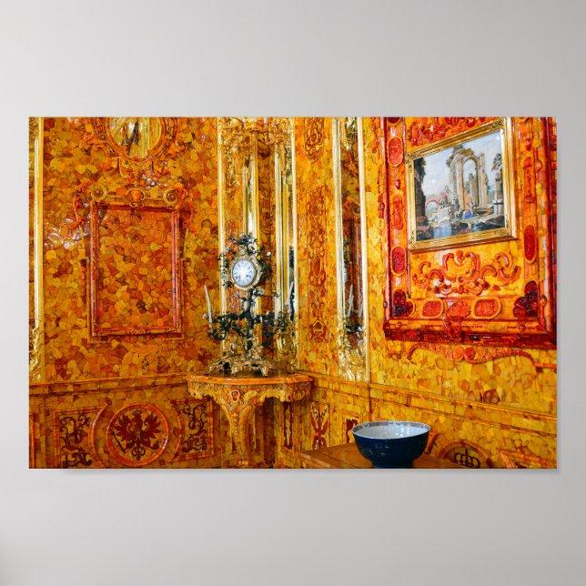 Poster Salle Ambre au Palais Catherine, Russie 12x8 (Devant)