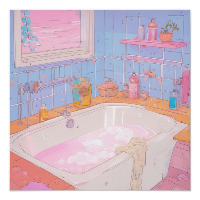 Poster Salle de bain Anime Art esthétique Imprimer (Devant)