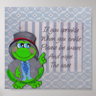 Poster Salle de bain de grenouille Règles Décor Mur Thème