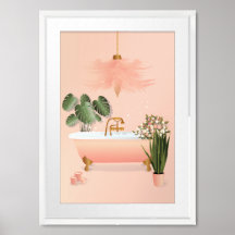 Salle de bain Pastel Pink & Green | Bain à bulles