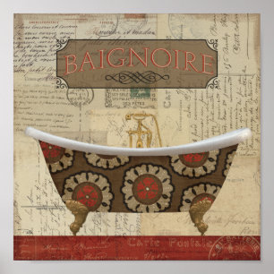 Poster Salle de bains de Français de carte postale