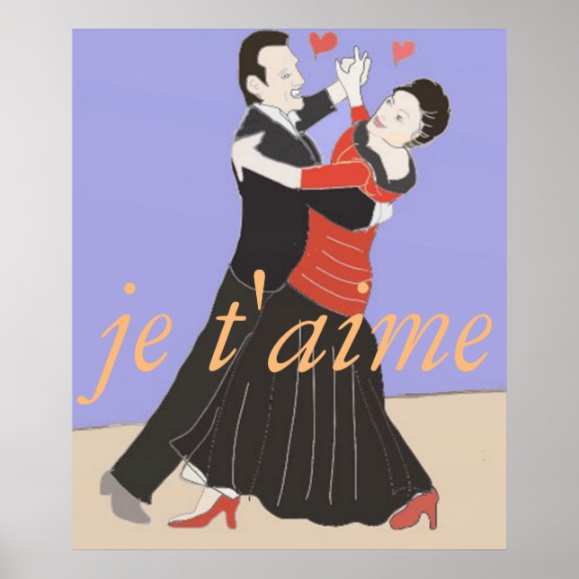 Poster Salle de bal romantique en couple Danse en couleur (Devant)