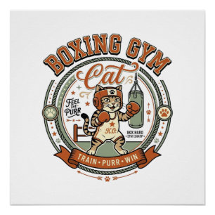 Poster Salle de boxe Chat Salle de boxe Chat Vintage Vect