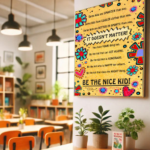 Poster Salle de classe Nice enfant Floral Coeurs amusant 