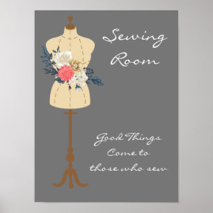 Poster Salle de couture citation à coudre vintage