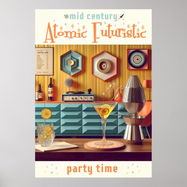 Poster Salle de fête atomique futuriste du milieu du sièc (Devant)
