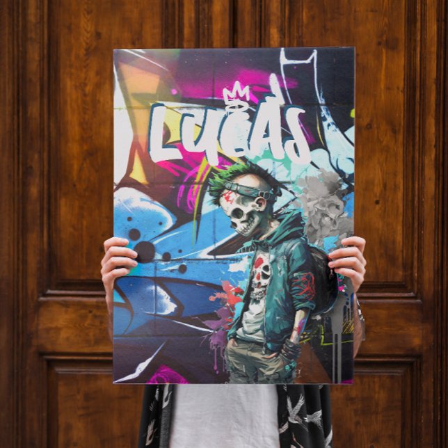 Poster Salle de Graffiti Zombie Décor Porte Monogramme (Créateur téléchargé)