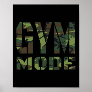 Poster Salle de gym Fitness Bodybuilding Camouflage Poids