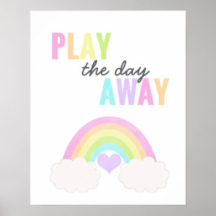 Poster Salle de jeu, jouez toute la journée Arc-en-ciel p