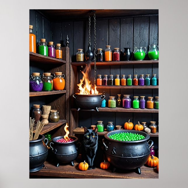 Poster Salle de potion de sorcière Un paradis magique d’a (Devant)