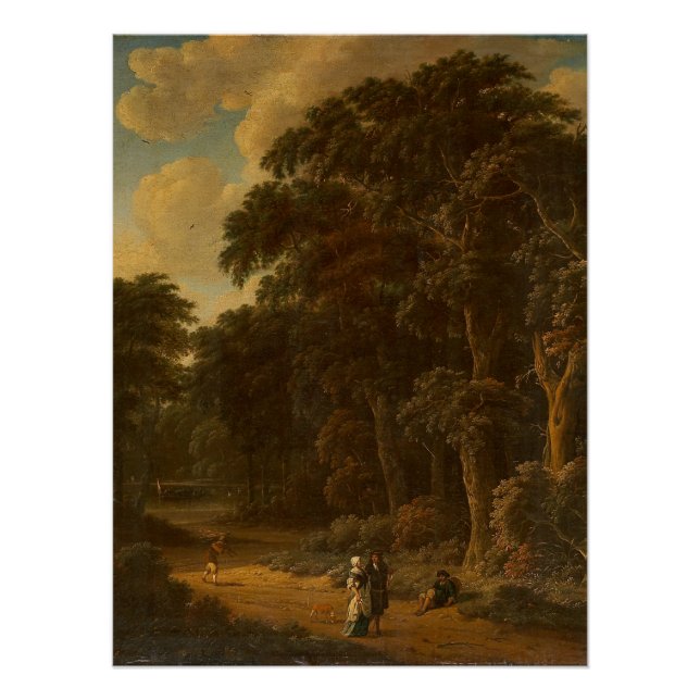 Poster Salomon Rombouts - Paysage forestier avec forêt... (Devant)