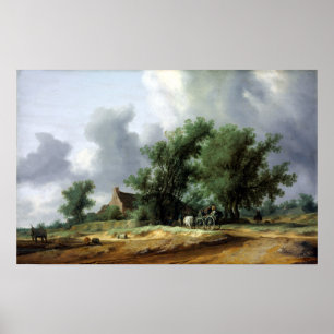 Poster Salomon van Ruysdael Road dans les Dunes avec un c