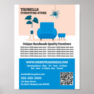 Poster Salon Bleu - Ventes de magasin de meubles