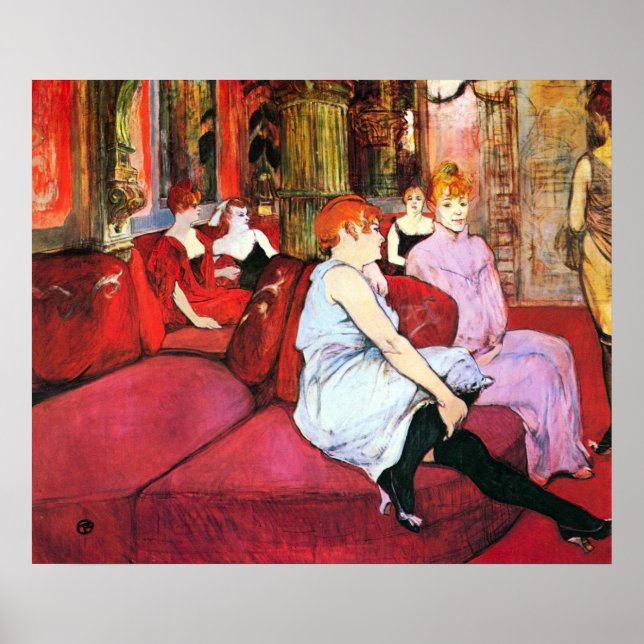 Poster Salon dans la rue de Moulins par Toulouse-Lautrec (Devant)