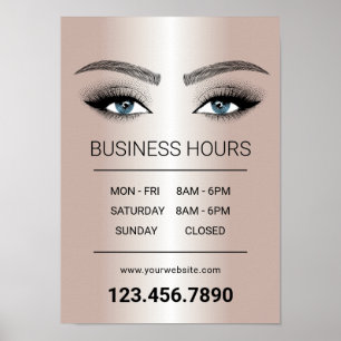 Poster Salon d'artistes de maquillage rose Gold Lashes He
