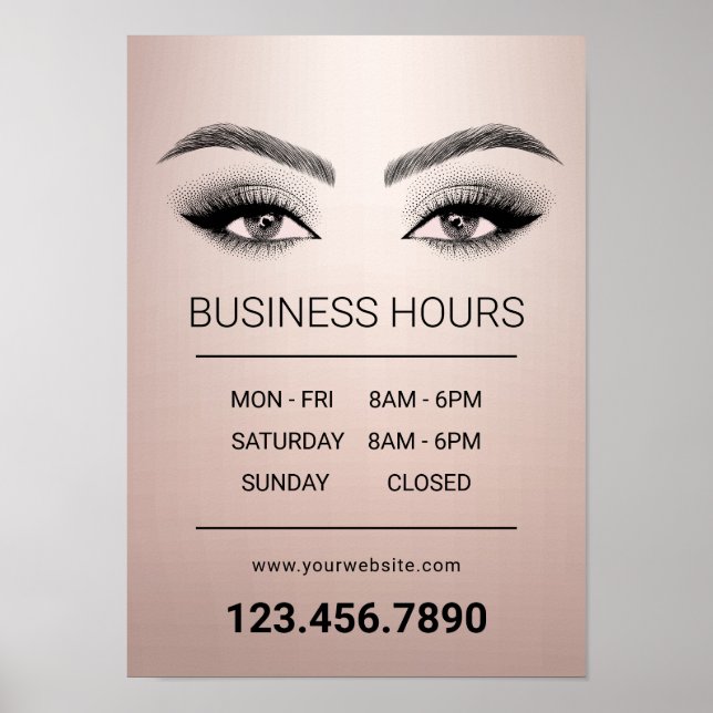 Poster Salon d'artistes de maquillage rose Gold Lashes He (Devant)
