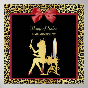 Poster Salon de beauté aux cheveux de léopard