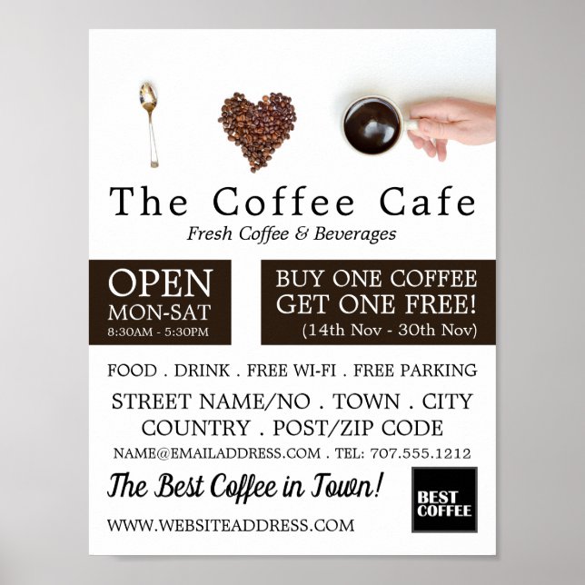 Poster Salon De Café, Barista, Café, Café, Café (Devant)