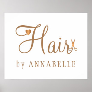 Poster Salon de cheveux coiffeuse nom cuivre or parties s