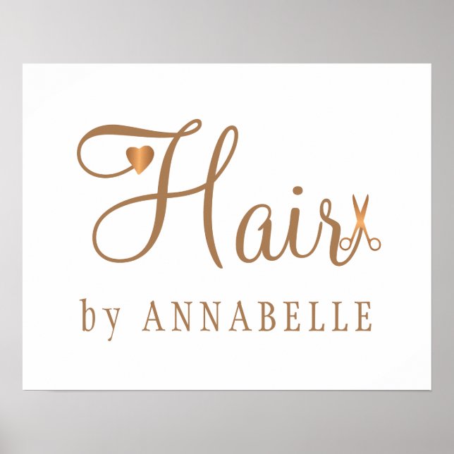 Poster Salon de cheveux coiffeuse nom cuivre or parties s (Devant)