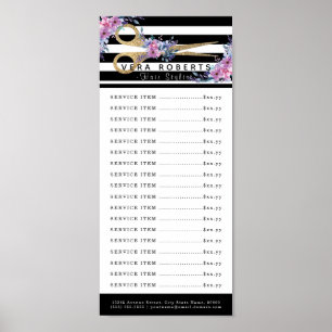 Poster Salon de cheveux Tarifs Parties scintillant Ciseau