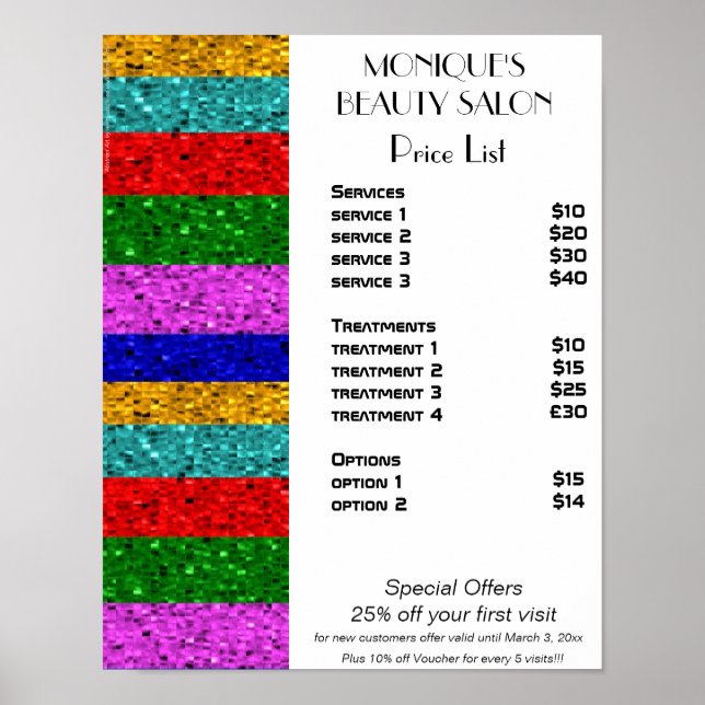 Poster Salon de coiffure de beauté étincelante (Devant)