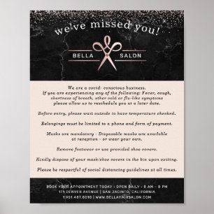 Poster Salon de coiffure Rose Gold Sécurité consciente du