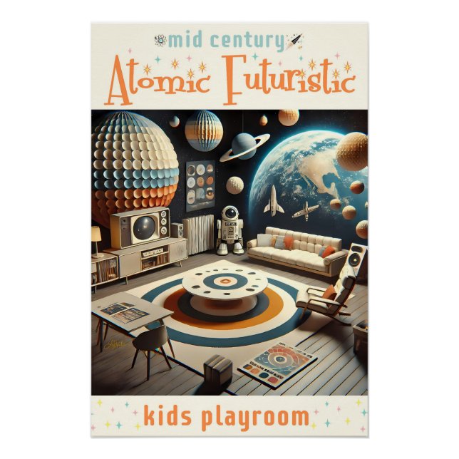 Poster Salon de jeu pour enfants d'ère spatiale futuriste (Devant)