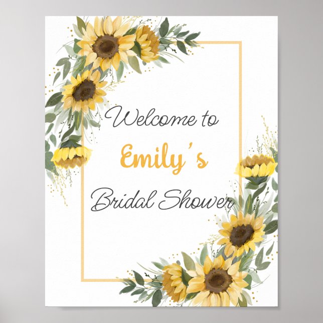 Poster Salon de mariage bienvenue tournesol verdure  (Devant)