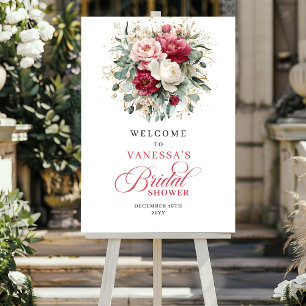 Poster Salon de mariage floral rose classique de Bourgogn