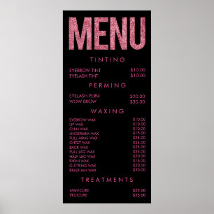 Poster Salon de Parties scintillant Léopard rose Menu Pos