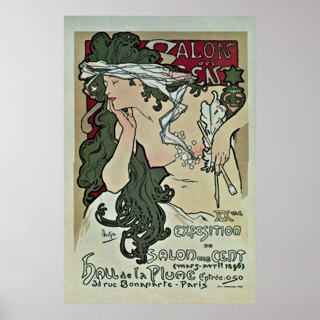 Poster Salon des Cents de Mucha vintage (Devant)