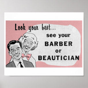 Poster Salon des cheveux vintages Art Beauticier Impressi