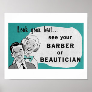 Poster Salon des cheveux vintages Art Beauticier Impressi