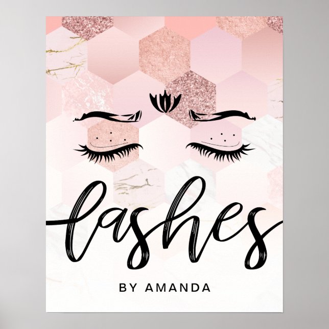 Poster Salon des Gold Lashes Roses personnalisés (Devant)