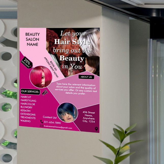 Poster Salon professionnel des cheveux Services Ajouter P (Available also in Instant Digital download format.)