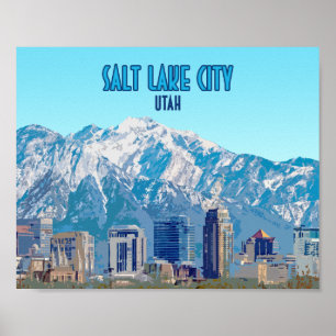 Poster Salt Lake City Utah Downtown Vintage