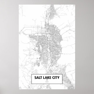 Poster Salt Lake City, Utah (noir sur blanc)